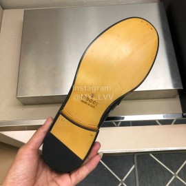 Gucci Calf Leather GG Buckle Ribbon Loafers For Men Black