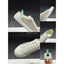 Gucci White Mesh Cowhide Casual Sneakers For Men And Women