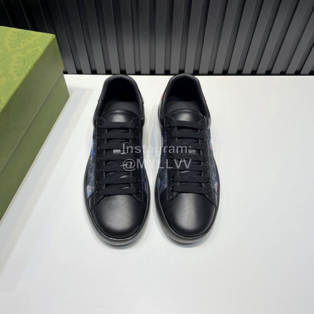 Gucci Black Mesh Cowhide Casual Sneakers For Men And Women