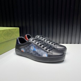 Gucci Black Mesh Cowhide Casual Sneakers For Men And Women