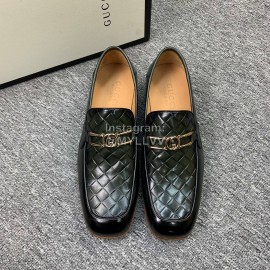 Gucci Woven Cowhide Casual Loafers For Men Black