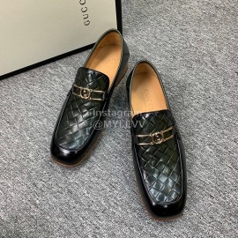 Gucci Woven Cowhide Casual Loafers For Men Black