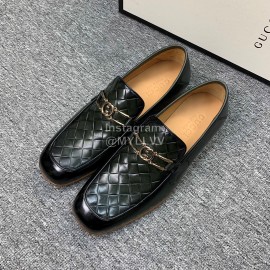 Gucci Woven Cowhide Casual Loafers For Men Black
