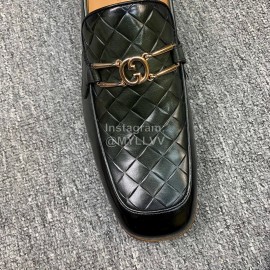 Gucci Woven Cowhide Casual Loafers For Men Black