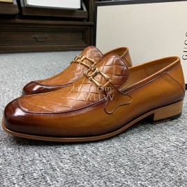 Gucci Woven Cowhide Casual Loafers For Men Brown