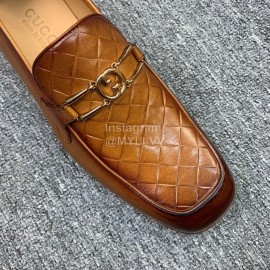 Gucci Woven Cowhide Casual Loafers For Men Brown