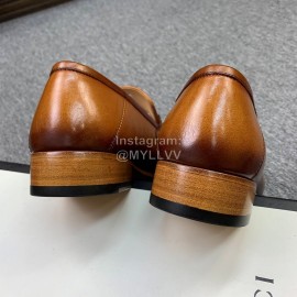 Gucci Woven Cowhide Casual Loafers For Men Brown