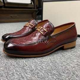 Gucci Woven Cowhide Casual Loafers For Men Reddish Brown