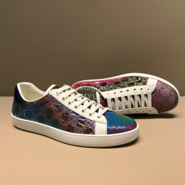 Gucci Contrast Leather Lace Up Casual Shoes For Men