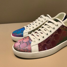 Gucci Contrast Leather Lace Up Casual Shoes For Men