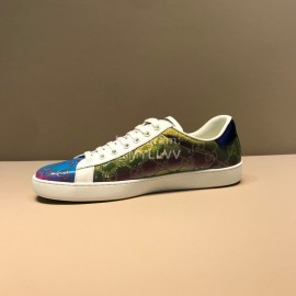 Gucci Contrast Leather Lace Up Casual Shoes For Men