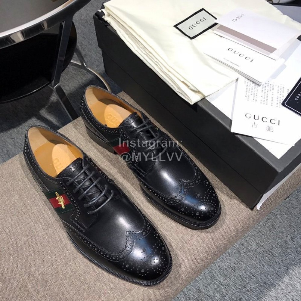 Gucci Calf Leather Lace Up Business Shoes For Men Black