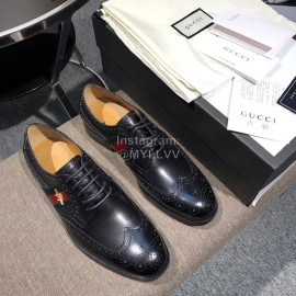 Gucci Calf Leather Lace Up Business Shoes For Men Black