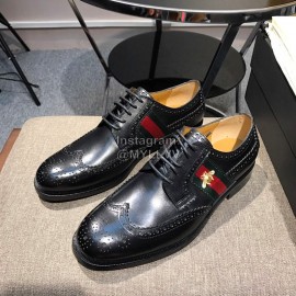 Gucci Calf Leather Lace Up Business Shoes For Men Black