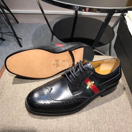 Gucci Calf Leather Lace Up Business Shoes For Men Black