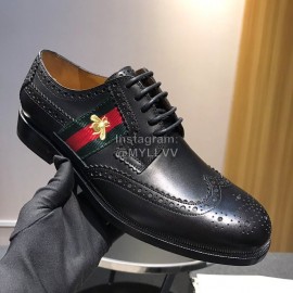 Gucci Calf Leather Lace Up Business Shoes For Men Black