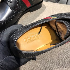 Gucci Calf Leather Lace Up Business Shoes For Men Black