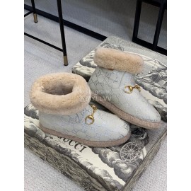 Gucci Winter Classic Embroidered Wool Boots For Women Gray