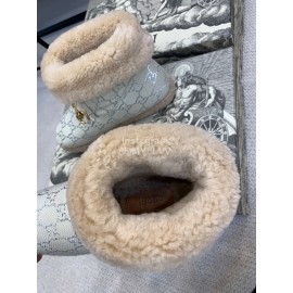 Gucci Winter Classic Embroidered Wool Boots For Women Gray