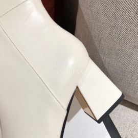 Gucci Autumn Winter Leather High Heeled Long Boots For Women White