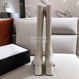 Gucci Autumn Winter Leather High Heeled Long Boots For Women White