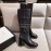 Gucci Autumn Winter Leather High Heeled Long Boots For Women Black