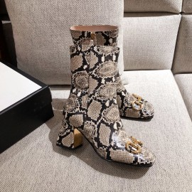 Gucci Autumn Winter Leather High Heeled Short Boots For Women