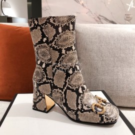 Gucci Autumn Winter Leather High Heeled Short Boots For Women