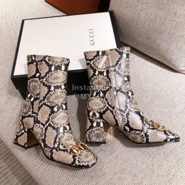 Gucci Autumn Winter Leather High Heeled Short Boots For Women