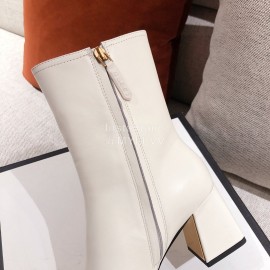Gucci Autumn Winter Leather High Heeled Short Boots For Women White