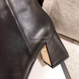 Gucci Autumn Winter Leather High Heeled Short Boots For Women Black