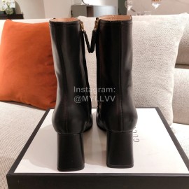 Gucci Autumn Winter Leather High Heeled Short Boots For Women Black