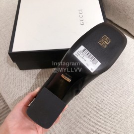 Gucci Autumn Winter Leather High Heeled Short Boots For Women Black