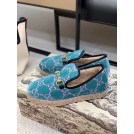 Gucci Autumn Winter Warm Casual Shoes For Women Blue