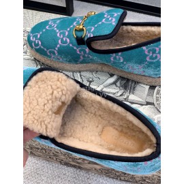 Gucci Autumn Winter Warm Casual Shoes For Women Blue