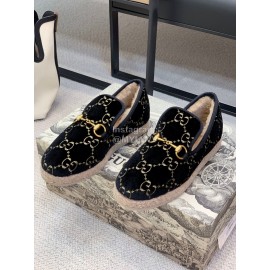 Gucci Autumn Winter Warm Casual Shoes For Women Black