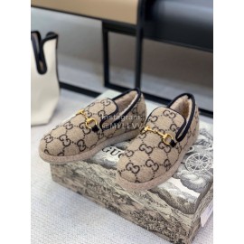 Gucci Autumn Winter Warm Casual Shoes For Women Coffee