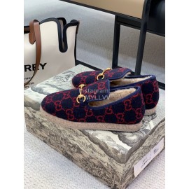 Gucci Autumn Winter Warm Casual Shoes For Women Dark Blue