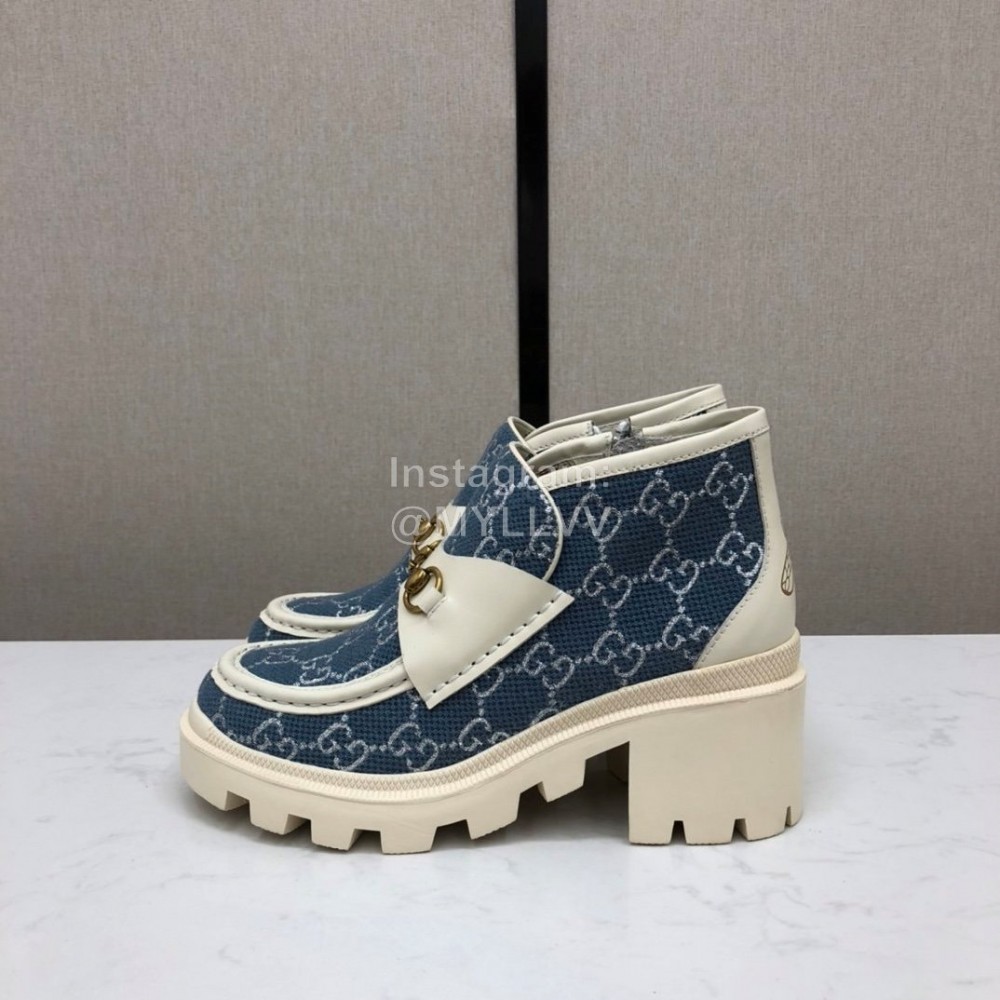 Gucci Autumn Winter New Zipper Side High Top Shoes Blue