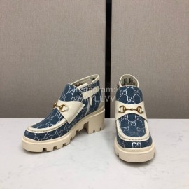 Gucci Autumn Winter New Zipper Side High Top Shoes Blue