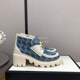 Gucci Autumn Winter New Zipper Side High Top Shoes Blue