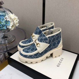 Gucci Autumn Winter New Zipper Side High Top Shoes Blue