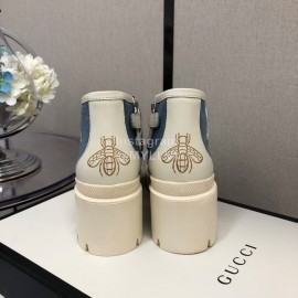 Gucci Autumn Winter New Zipper Side High Top Shoes Blue
