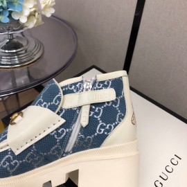 Gucci Autumn Winter New Zipper Side High Top Shoes Blue