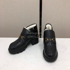 Gucci Autumn Winter Black New Zipper Side High Top Shoes 