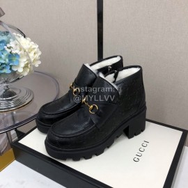 Gucci Autumn Winter Black New Zipper Side High Top Shoes 