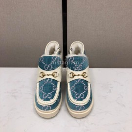 Gucci Autumn Winter Blue New Zipper Side High Top Shoes 