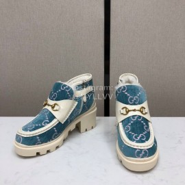 Gucci Autumn Winter Blue New Zipper Side High Top Shoes 