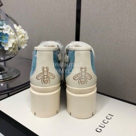 Gucci Autumn Winter Blue New Zipper Side High Top Shoes 