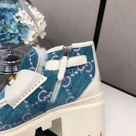 Gucci Autumn Winter Blue New Zipper Side High Top Shoes 